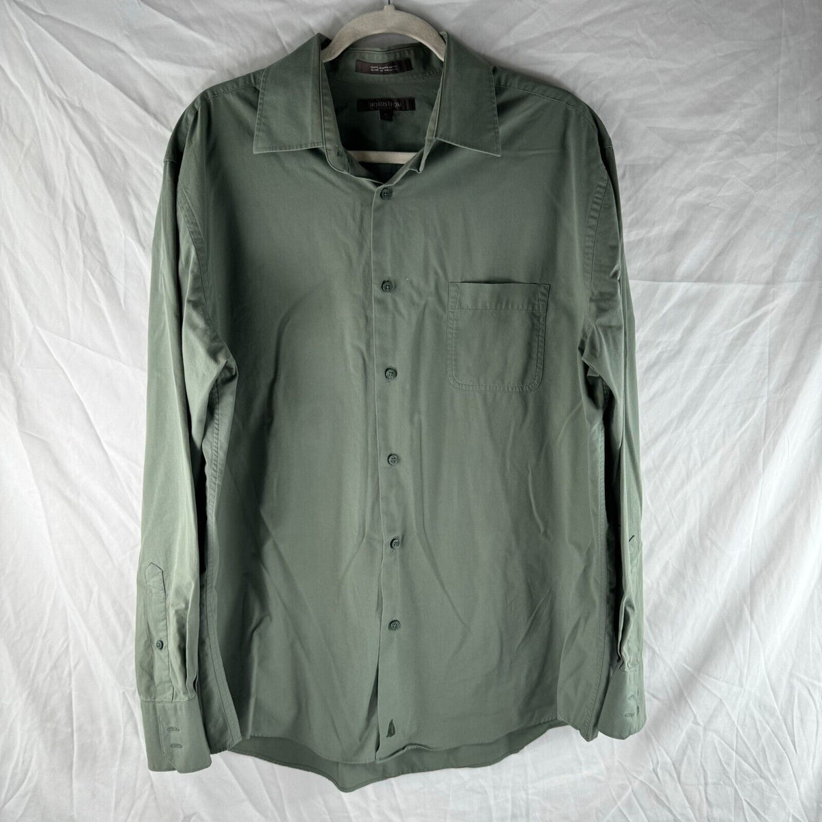 Nordstrom Tailor Fit Long Sleeve Button Up Green Shirt Mens XL
