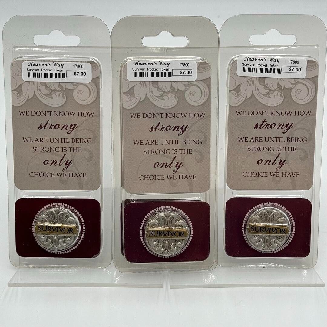 3 Pack Survivor Pocket Token Silver And Gold Coin Strong Love Hope Courage NEW