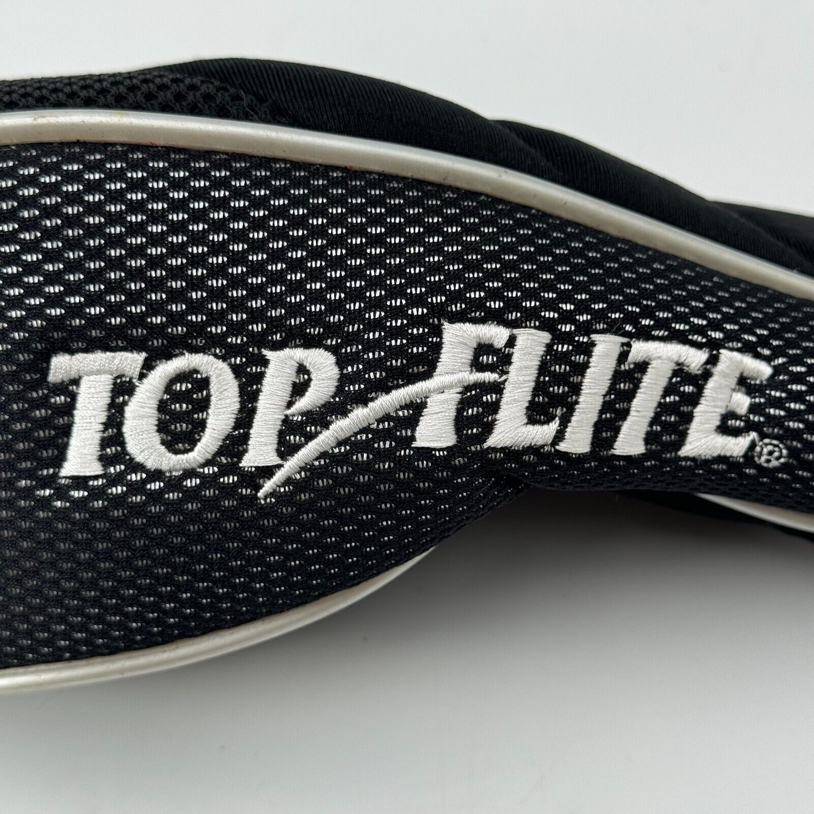 Top Flite 3 Wood Golf Club Driver Head Cover Black White Embroidered Logo Zipper