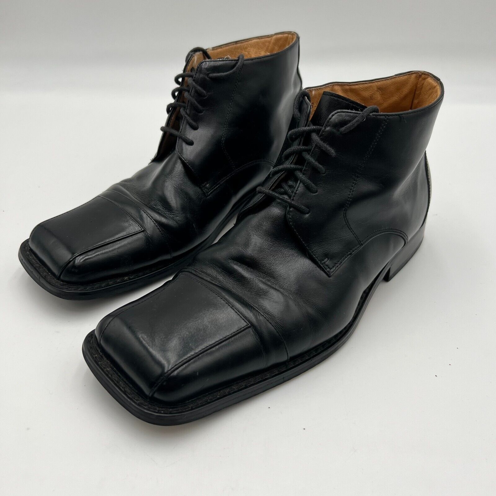 La Milano  Black Leather Oxford Style Square Toe Dress Shoes Mens Size 9.5