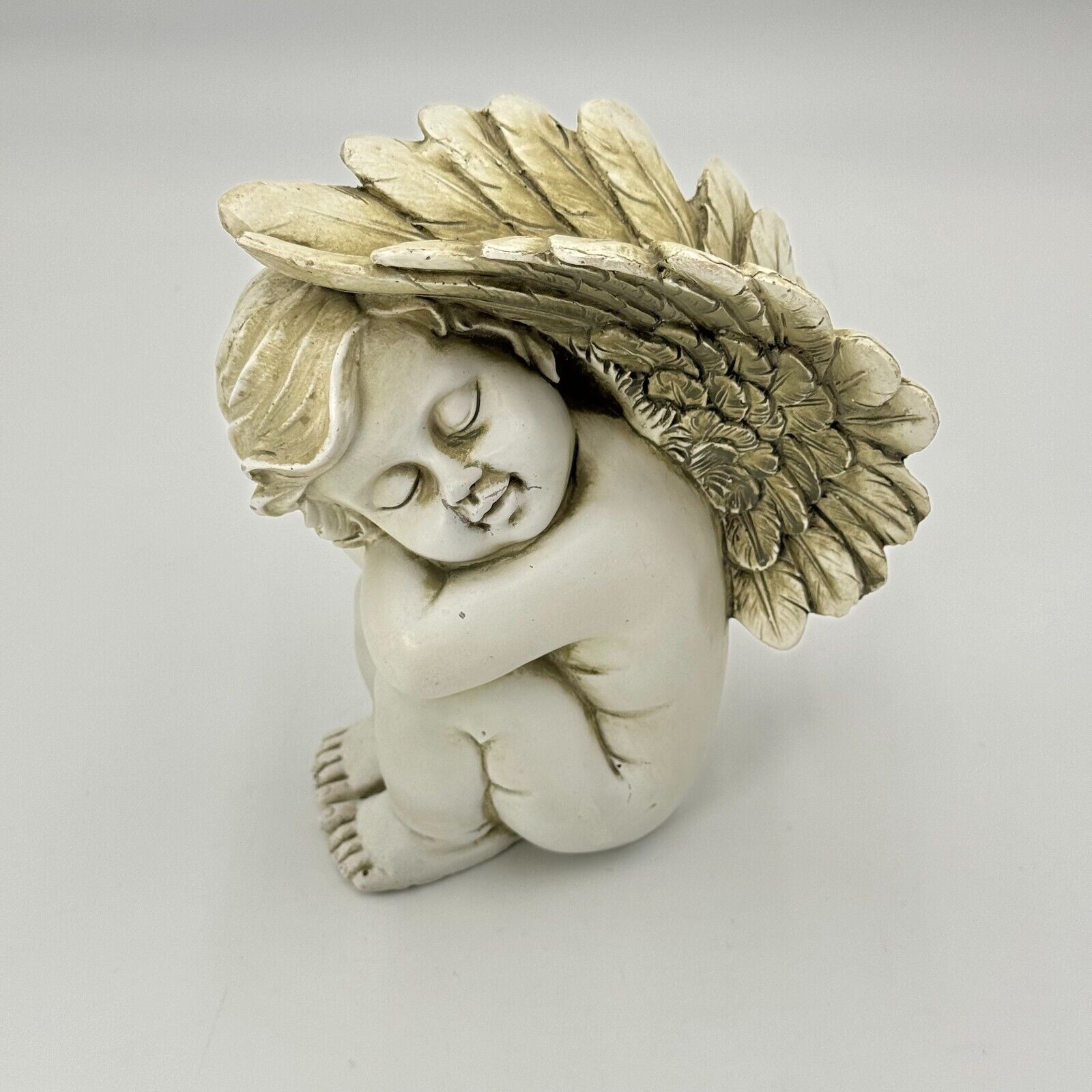 Northlight 7in Small Charming Sleeping Cherub Angel Statue Gray Outdoor Garden