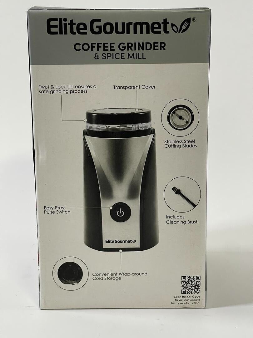 Elite Gourmet Twist & Lock Coffee Grinder & Spice Mill ETS-9053 NEW IN BOX