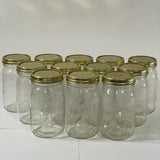 Lot of 12 Kerr "Self Sealing" Wide Mouth Mason Jars with Lids