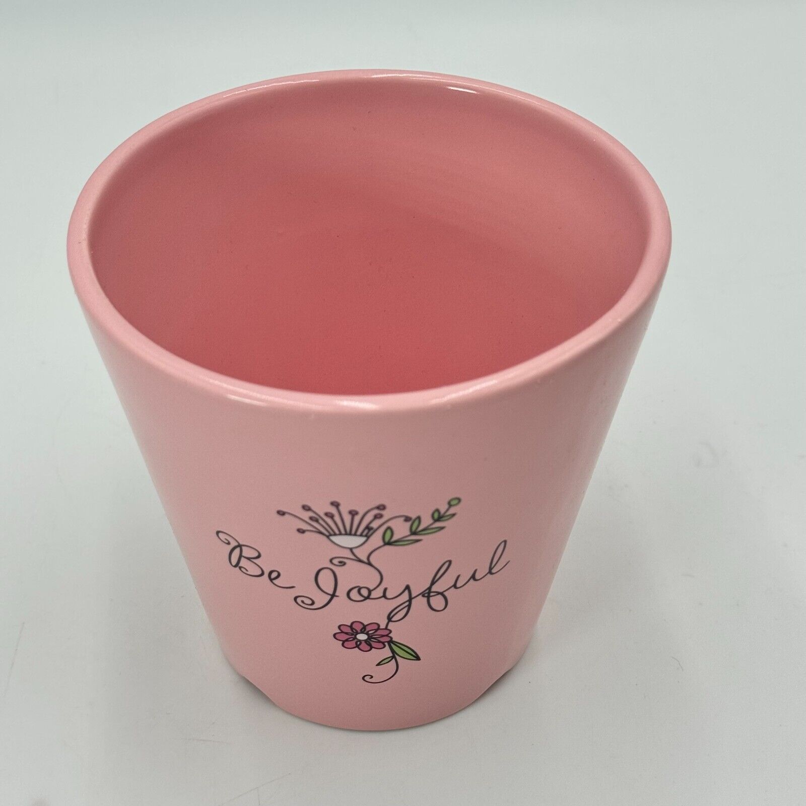 Ceramic Flower Pot Pink God’s Joyful Garden Snail Small 5.5" Bottom Drain New