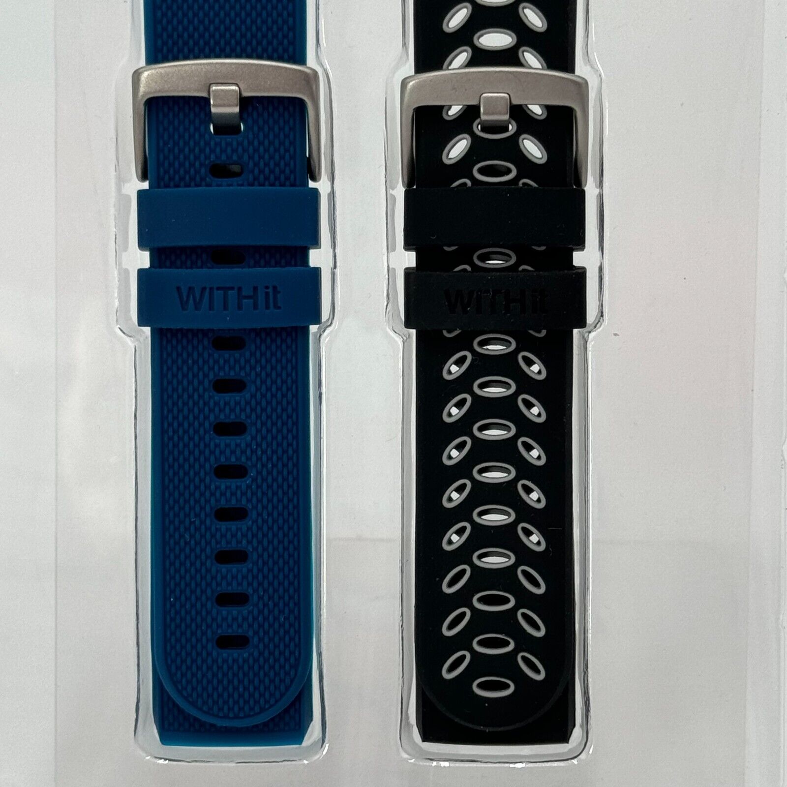 WITHit - Band Kit for Fitbit Charge 3 & 4 (2-Pack) - Black/Gray/Blue