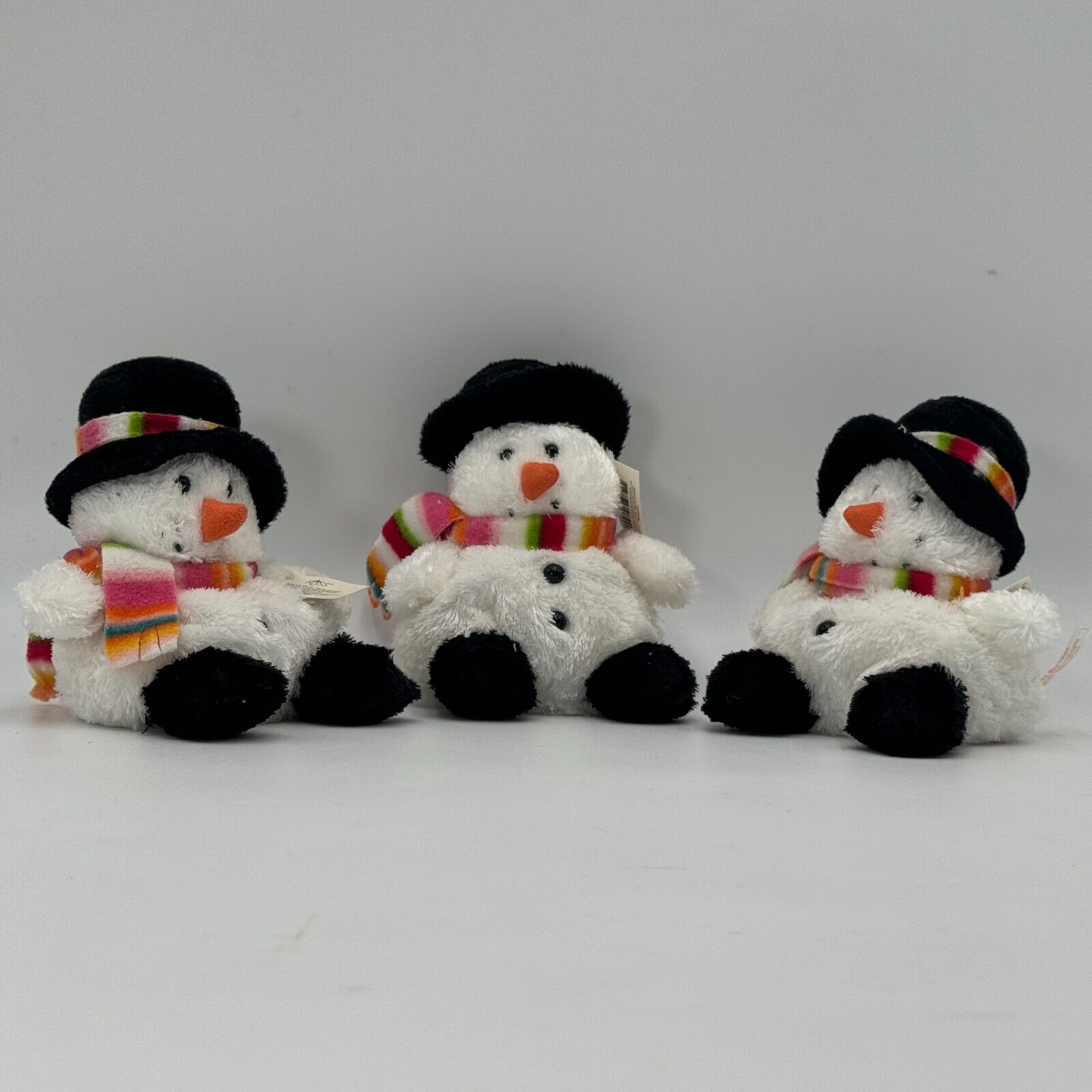 3pc Russ Buddies Matching Beanie Snowman Woman Sue Colorful Striped Scarf NWT