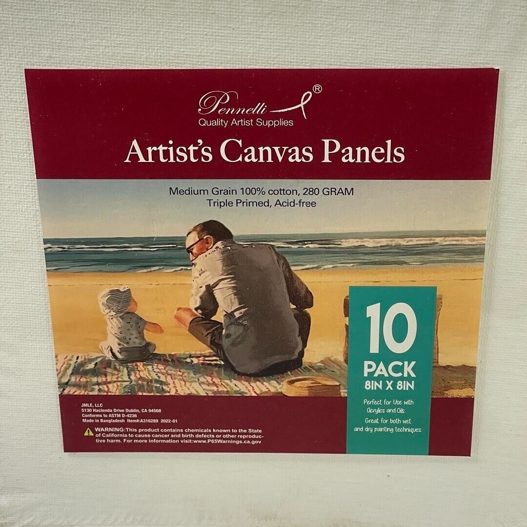 Pennelli 10 Pack Artist’s Canvas Panels 280 GRAM Acid Free 8x8in
