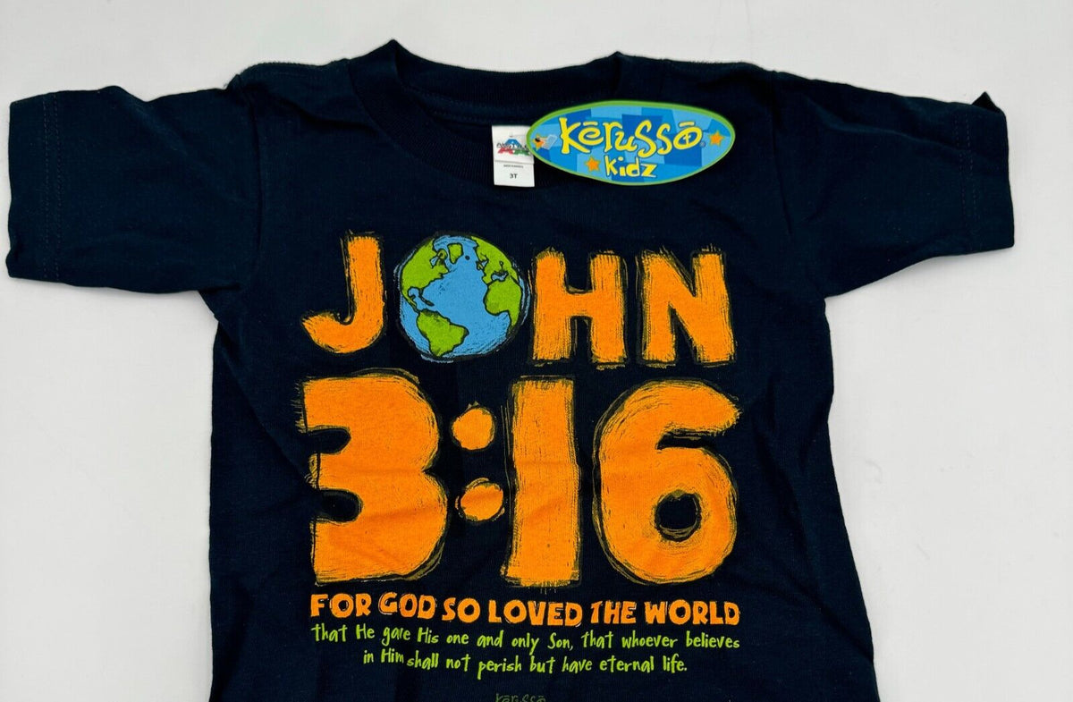 5T Toddler Kerusso John 3,16 God Love Navy Kids Christian T-Shirts Kids NWT