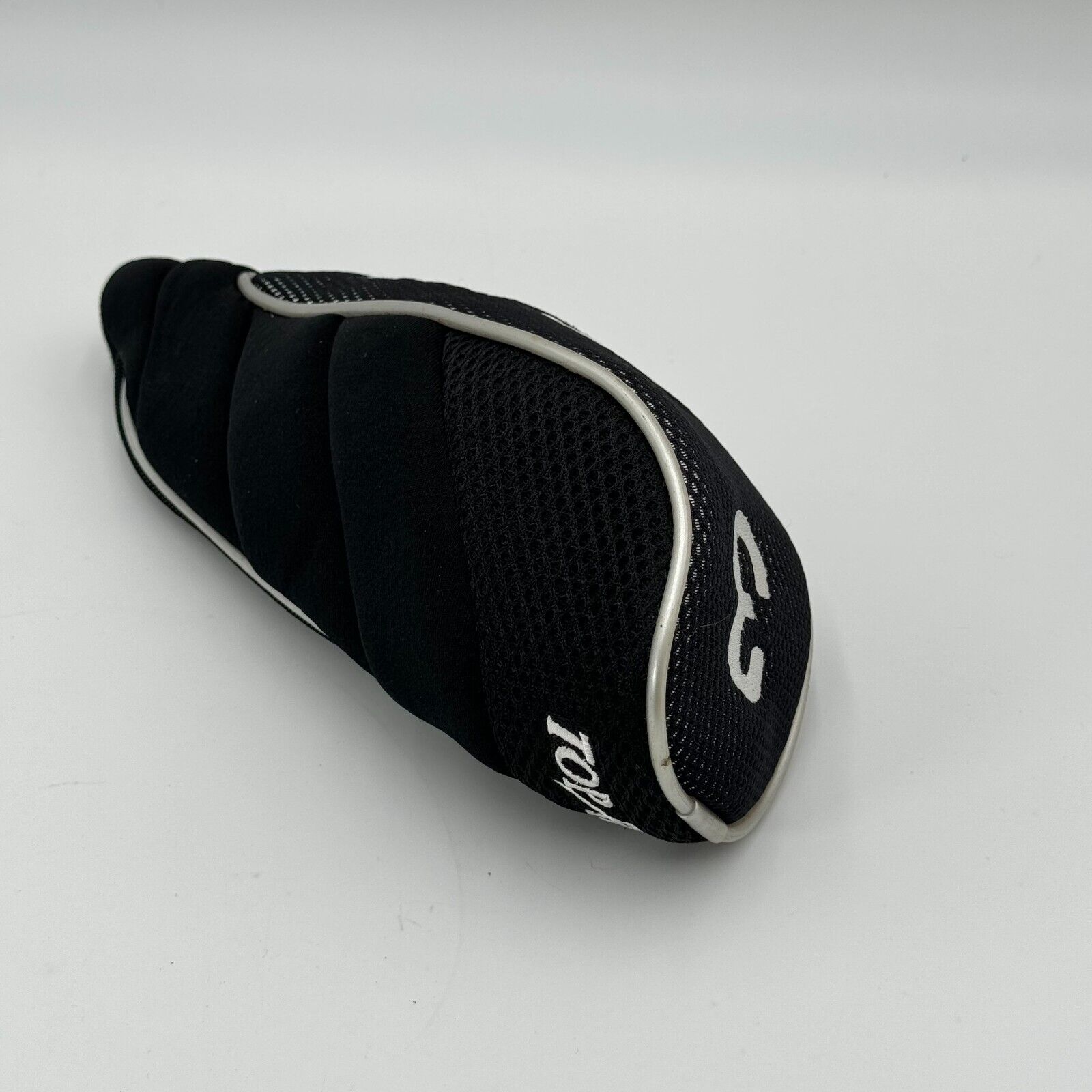 Top Flite 3 Wood Golf Club Driver Head Cover Black White Embroidered Logo Zipper