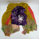 Lot of 2 Pashmina Scarves Large 42x90in Small Square 38in Colorful Floral Purple