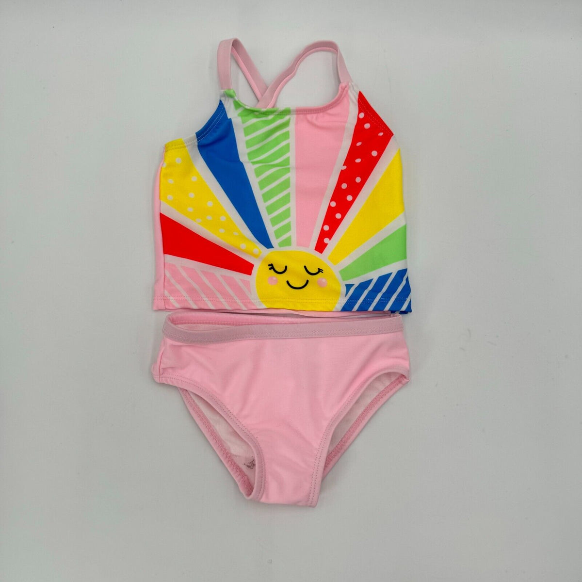 Infant & Toddler Girls Colorful Sunset 2 Piece Pink Swimming Suit Size 2T New