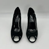 Susan Lucci Designer Pumps 4.5 inch Heel Black Leather Open Toe Womens Size 10M