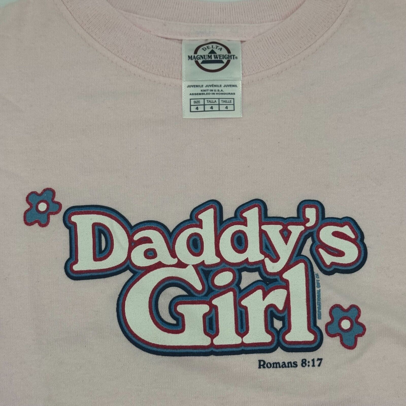 Toddler Size 4T Kerusso Pink Kids Christian T-Shirt Daddy’s Girl God Romans NWT