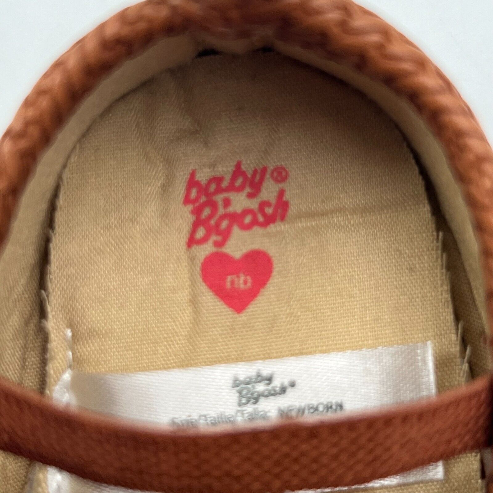 Baby B'gosh Mary Jane Tan Brown Weave Slip On Shoes Comfy Size New Born NB