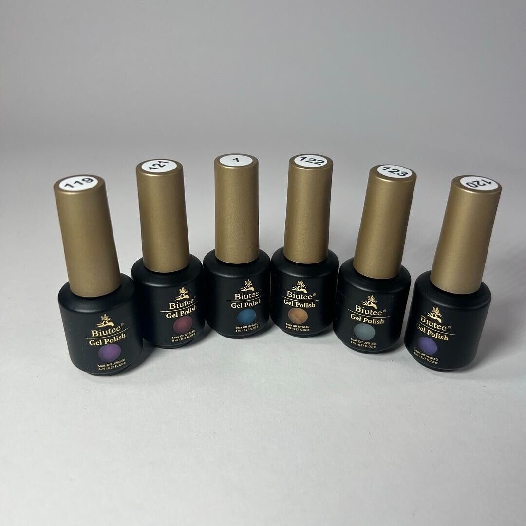 Biutee Gel Polish 6X 8ml Variety Pack Colors Soak Off UV & LED - New In Box