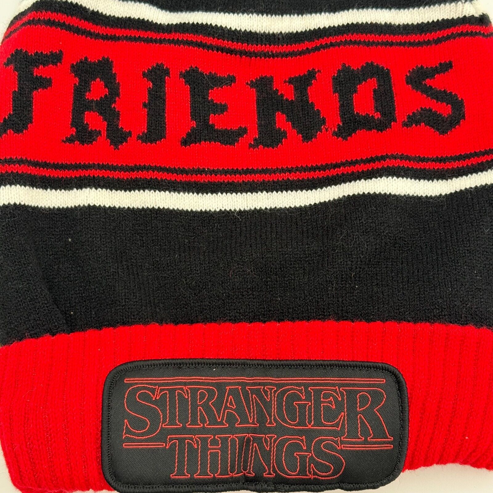 Stranger Things Beanie Hat Winter Cap Black Red Stripe Friends Don’t Lie Netflix