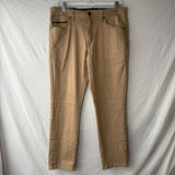 Fried Denim Mens Slim Cotton Stretch Pants 4-Pocket Comfortable Beige Size 34x30