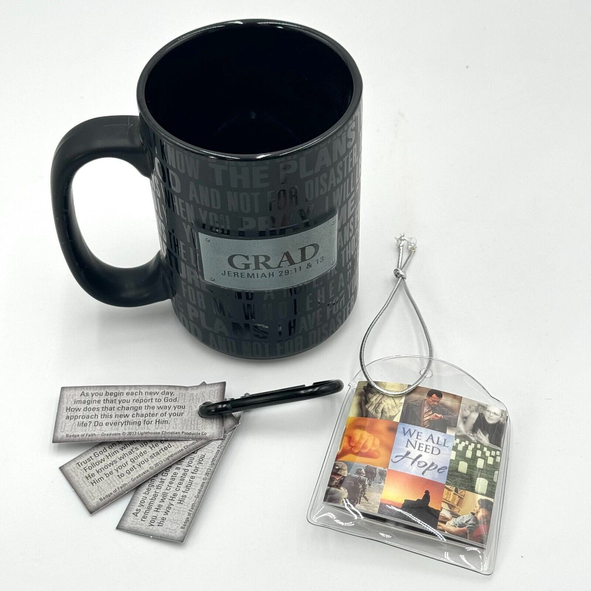 Graduation Gift Grad Badge Faith 16oz Ceramic Mug Dishwasher Microwave Safe NIB