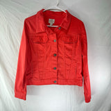 St. John’s Bay Women Classic Button Up Denim Jacket Pink Trendy Chic Classy Sz S