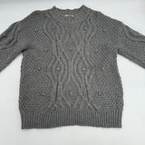 Cotton Emporium Sweater Grey Puffball Knit Woven Crochet Womens Size XS