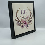 Decorative 11x11 “LOVE” Floral Elegant Design Plastic Framed Sign Wall Decor