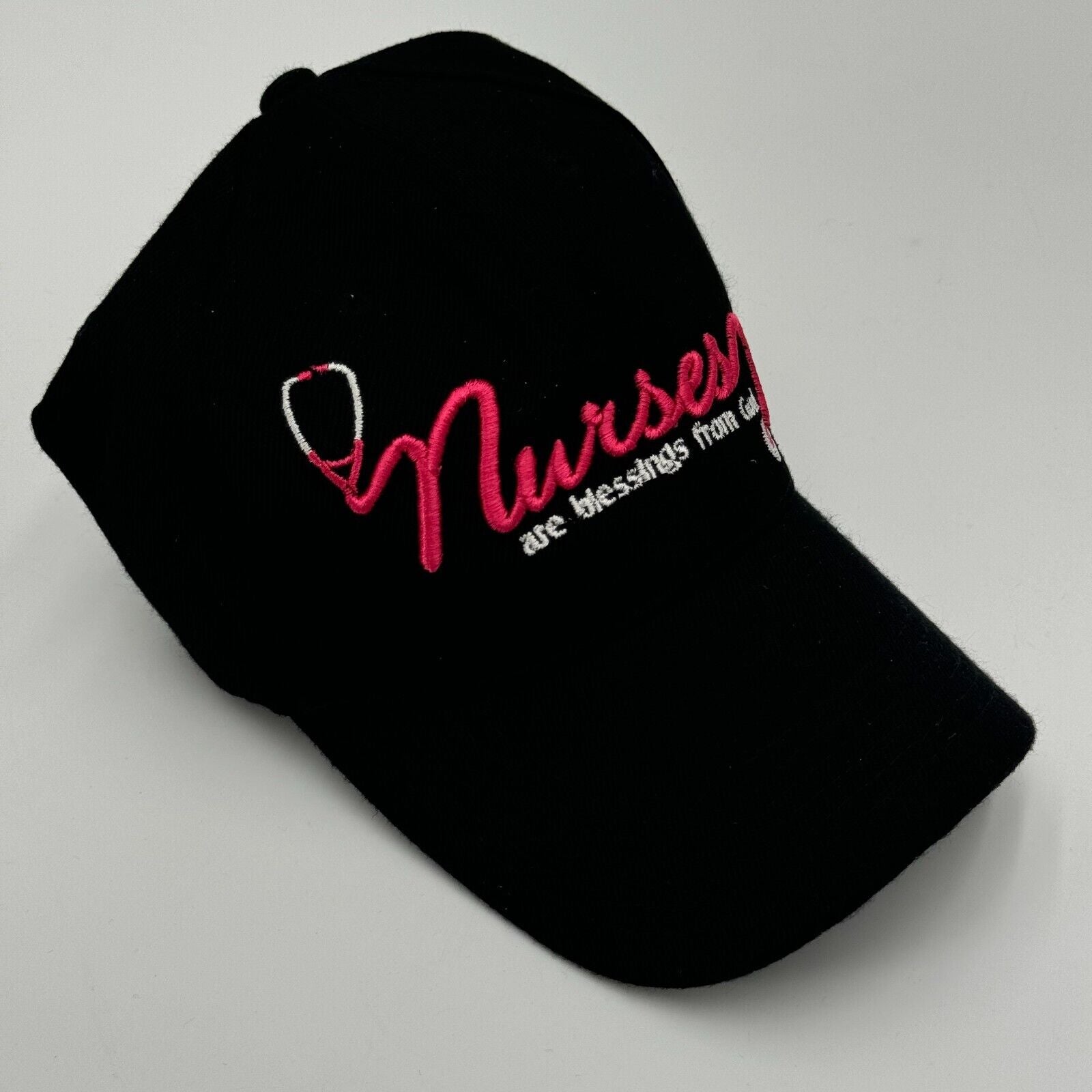 Nurses Are A Blessing From God Black Pink Adjustable Hat Christian Cap NWT