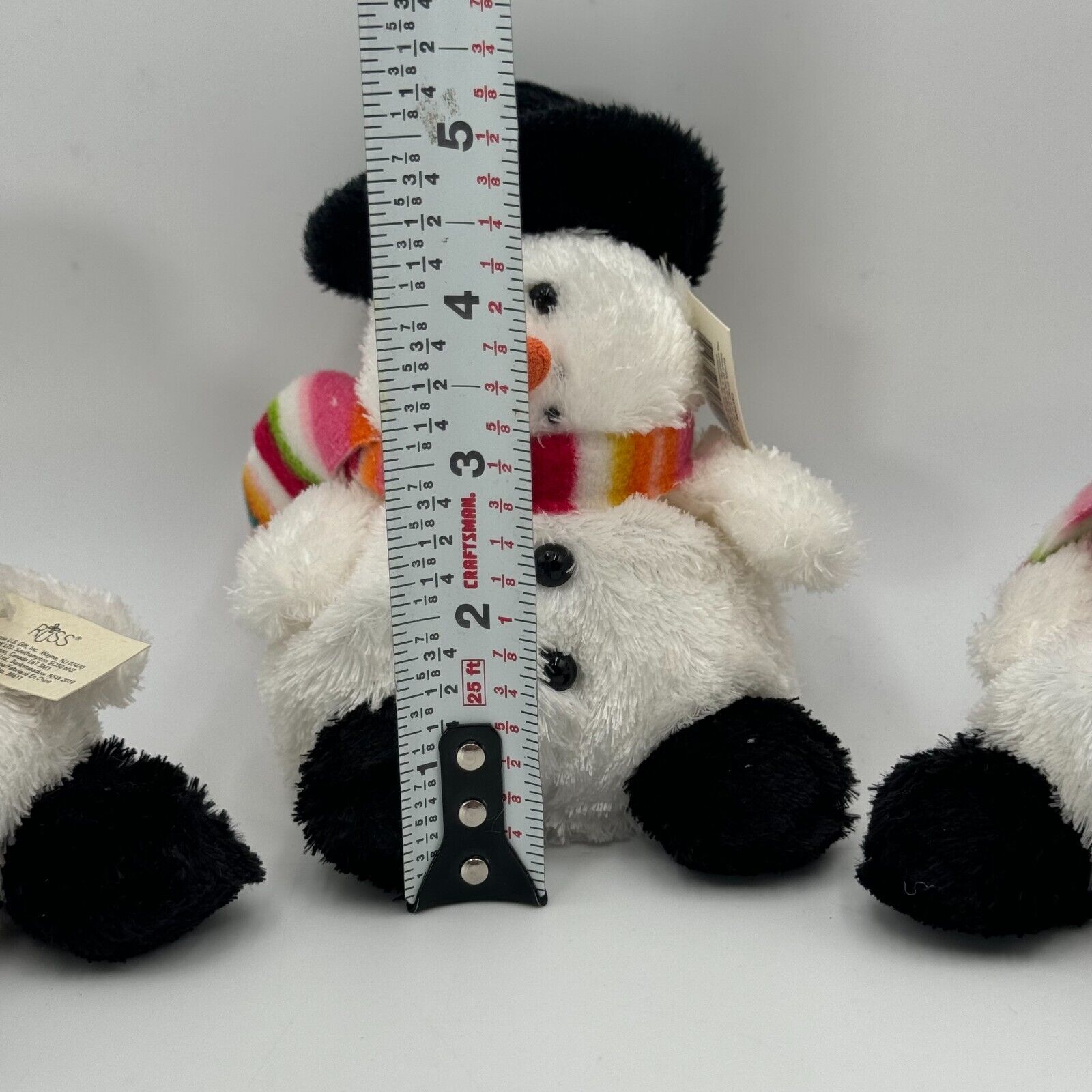 3pc Russ Buddies Matching Beanie Snowman Woman Sue Colorful Striped Scarf NWT