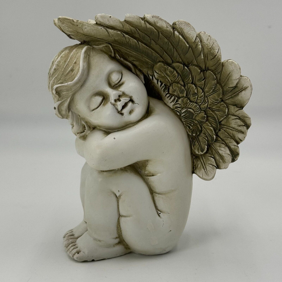 Northlight 7in Small Charming Sleeping Cherub Angel Statue Gray Outdoor Garden