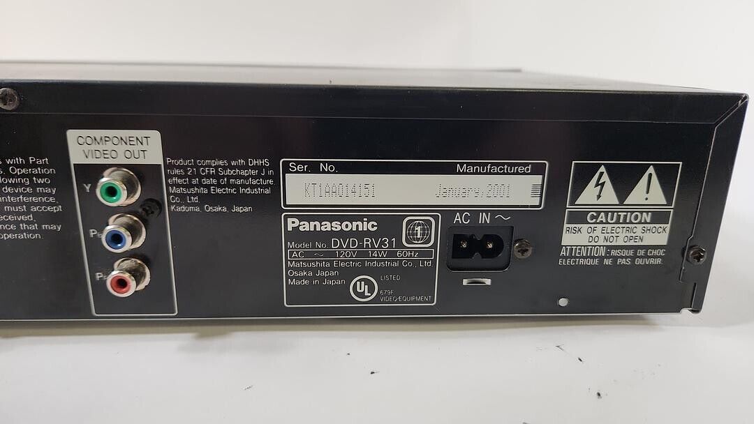 Panasonic Model: DVD-RV31 DVD/CD Player, Untested No Cords No Remote