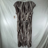 Dress Barn Brown Zebra Print Low Cut Sun Dress Casual Stretch Womens Size 12 NWT