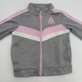 Reebok Girl’s 18mo Infant Full Zip Jacket Grey Pink Long Sleeve Child 18 Months