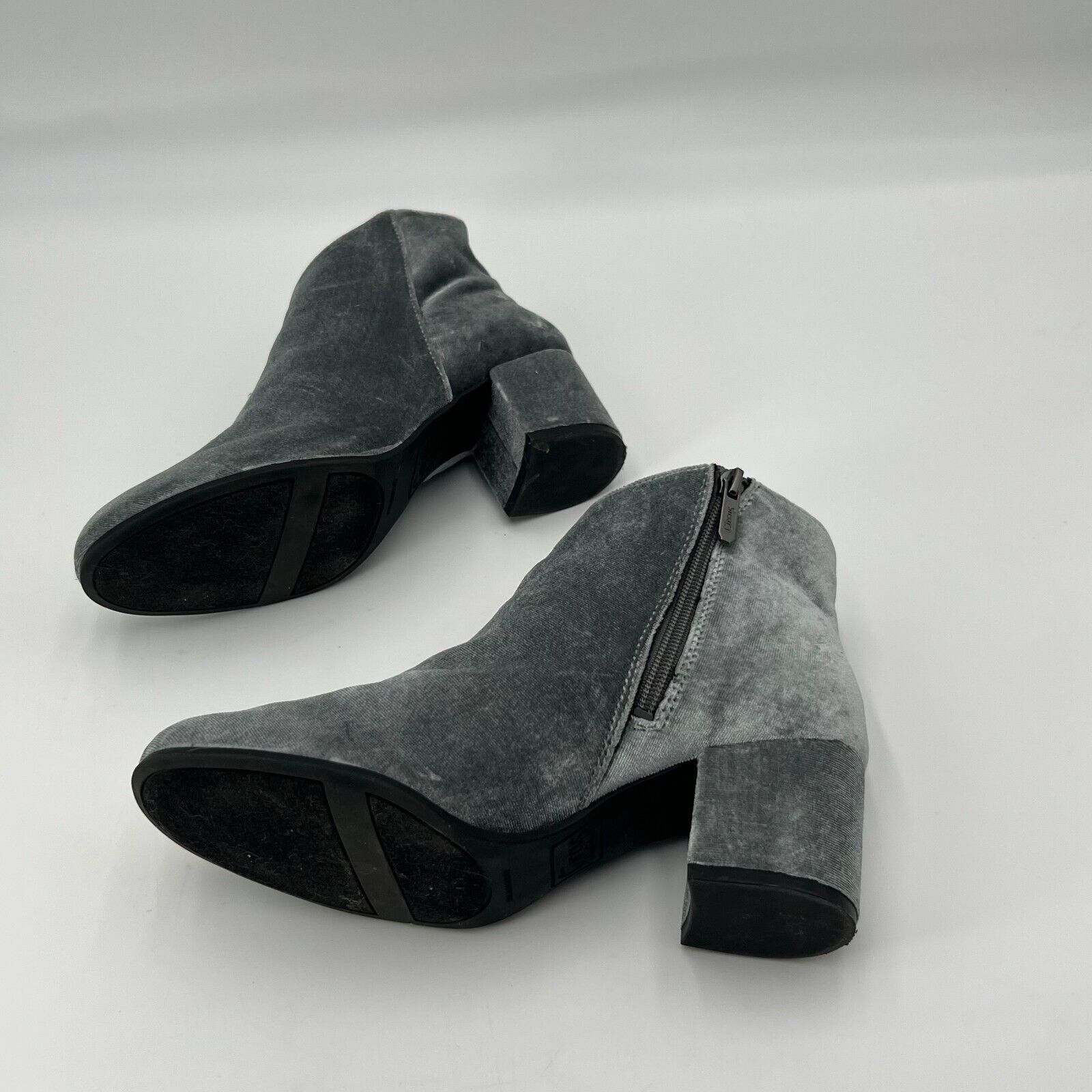 Sam Edelman Circus Grey Suede 2 inch Platform Heel Zipper Boots Womens Size 8