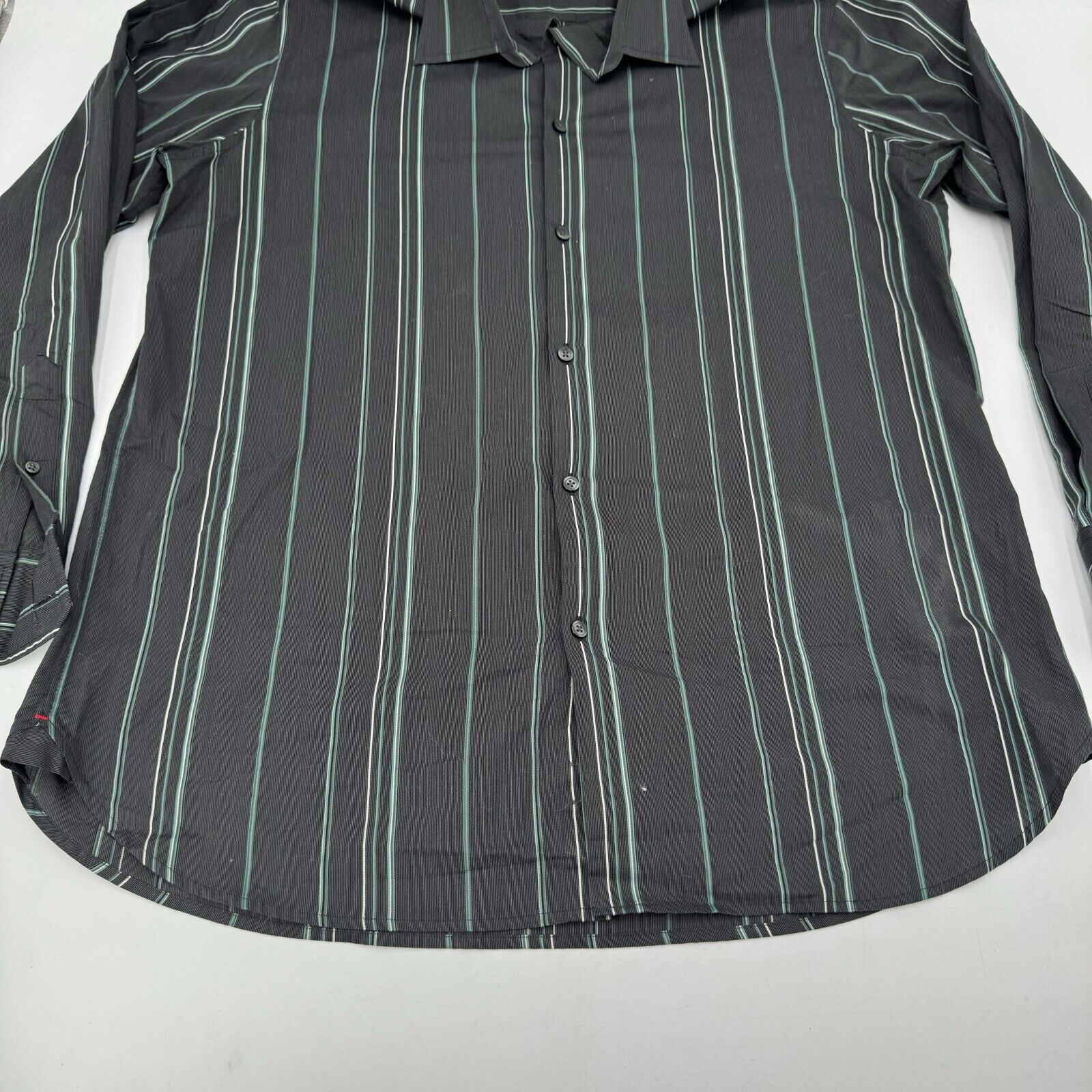 Alfani Gray Green Stripes Long Sleeve Button Up Shirt Mens XL