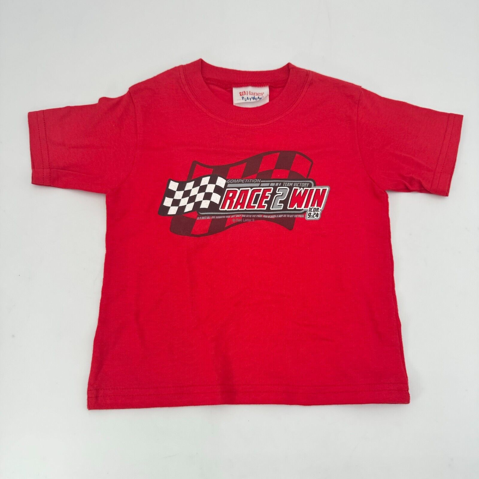 Toddler Size 2T Kerusso Hanes Red Kids T-Shirt Play Wear Proverbs Race 2 Win NWT