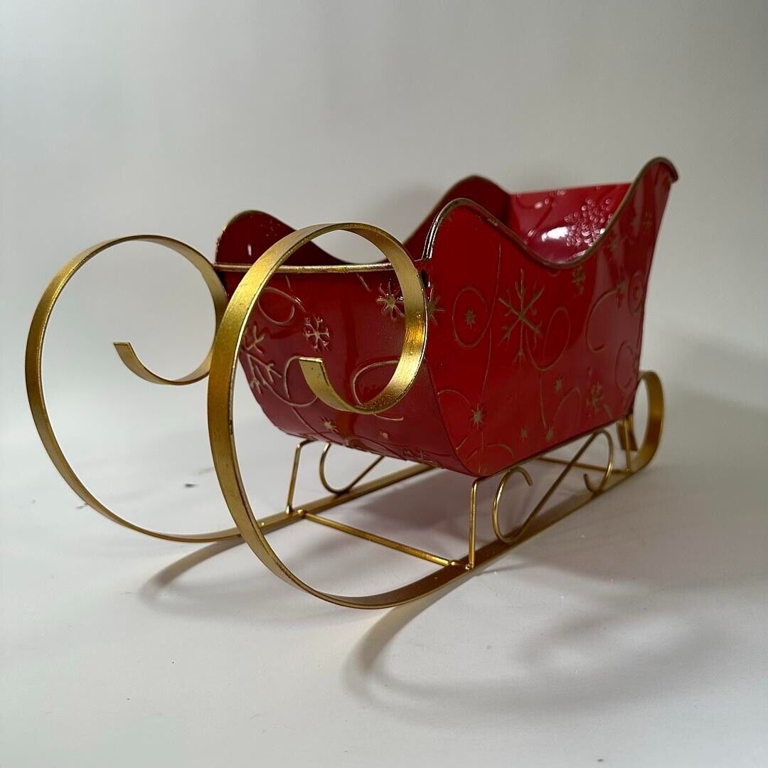 16" Long Metal Sleigh Christmas Holiday Decor