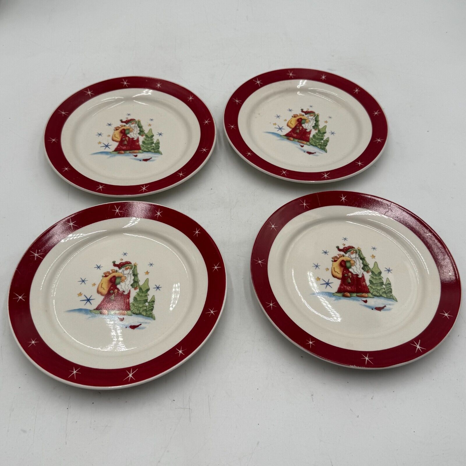 Holiday 16 Piece Dinnerware Set Serves 4 Winter Santa Cups Bowl Plates Christmas