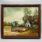 James Halpin Signed Original Oil Painting Framed 20x24 Canvas River Dock House R