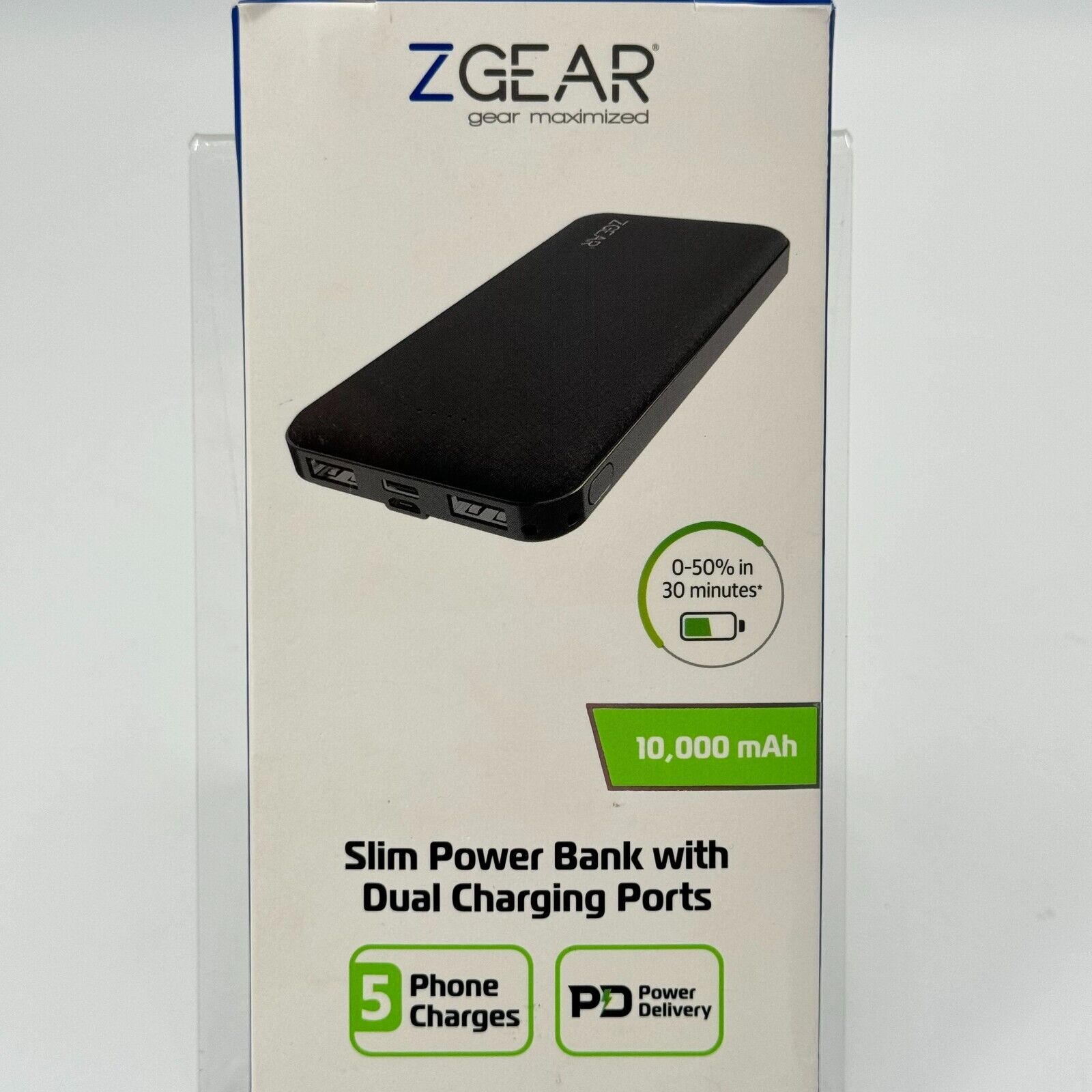 Zgear Slim power bank with DUAL Charging Ports 10,000 mAh Super Fast Charge Pack