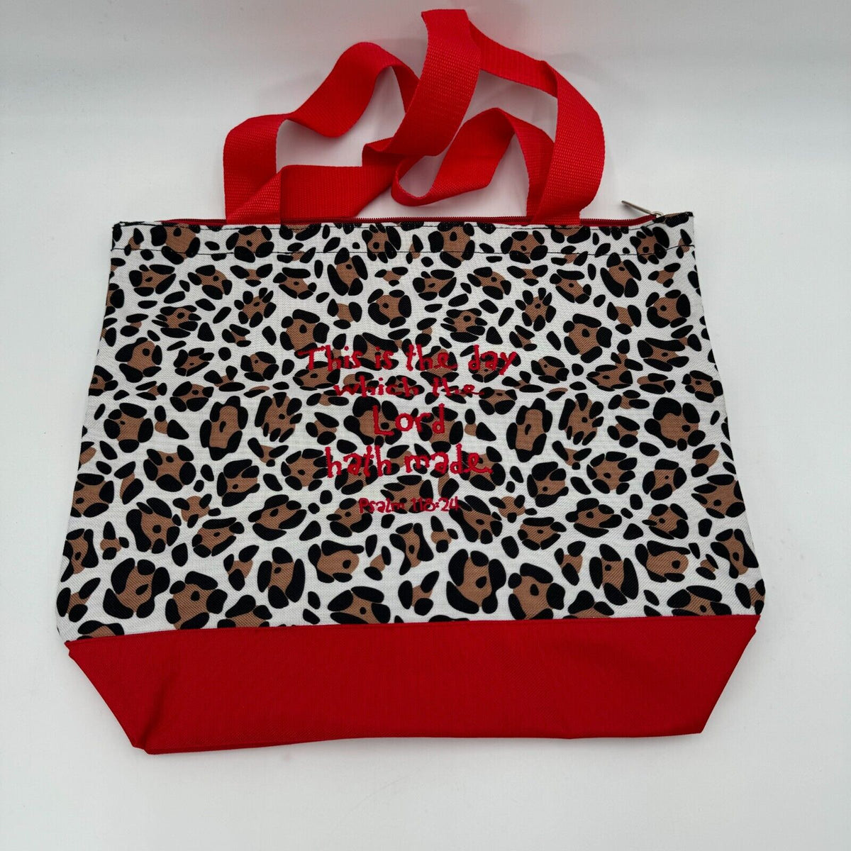 Leopard Print & Red Large Tote Bag with Matching Coin Purse Zippered Psalm NWT