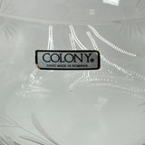 Colony Mid Century Large 8”Crystal Bowl White Frosted Floral Design - Small Chip