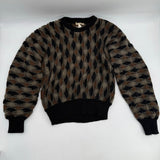 Botto Mens Multicolor Diamond Pattern Wool Knit Sweater Pullover Cuffed Size M