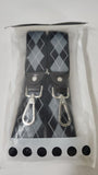 Mens Suspenders Argyle with Metal and Leather Clips - Unopened