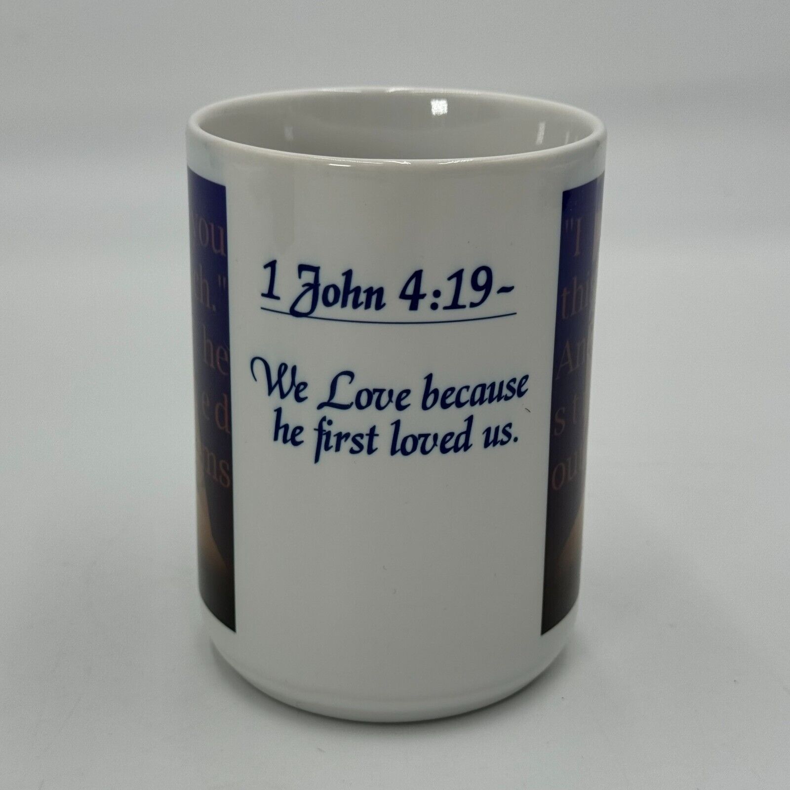 Ceramic Mug Bible Verse John 4,19 Love Jesus Cross Microwavable Dishwasher Safe