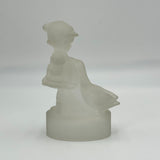 L. E. Smith Hummel Style Frosted Glass Girl With Geese Art Home Decor Vintage