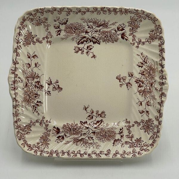 Antique IronStone Platter Brown Floral Transfer 9" English Mark