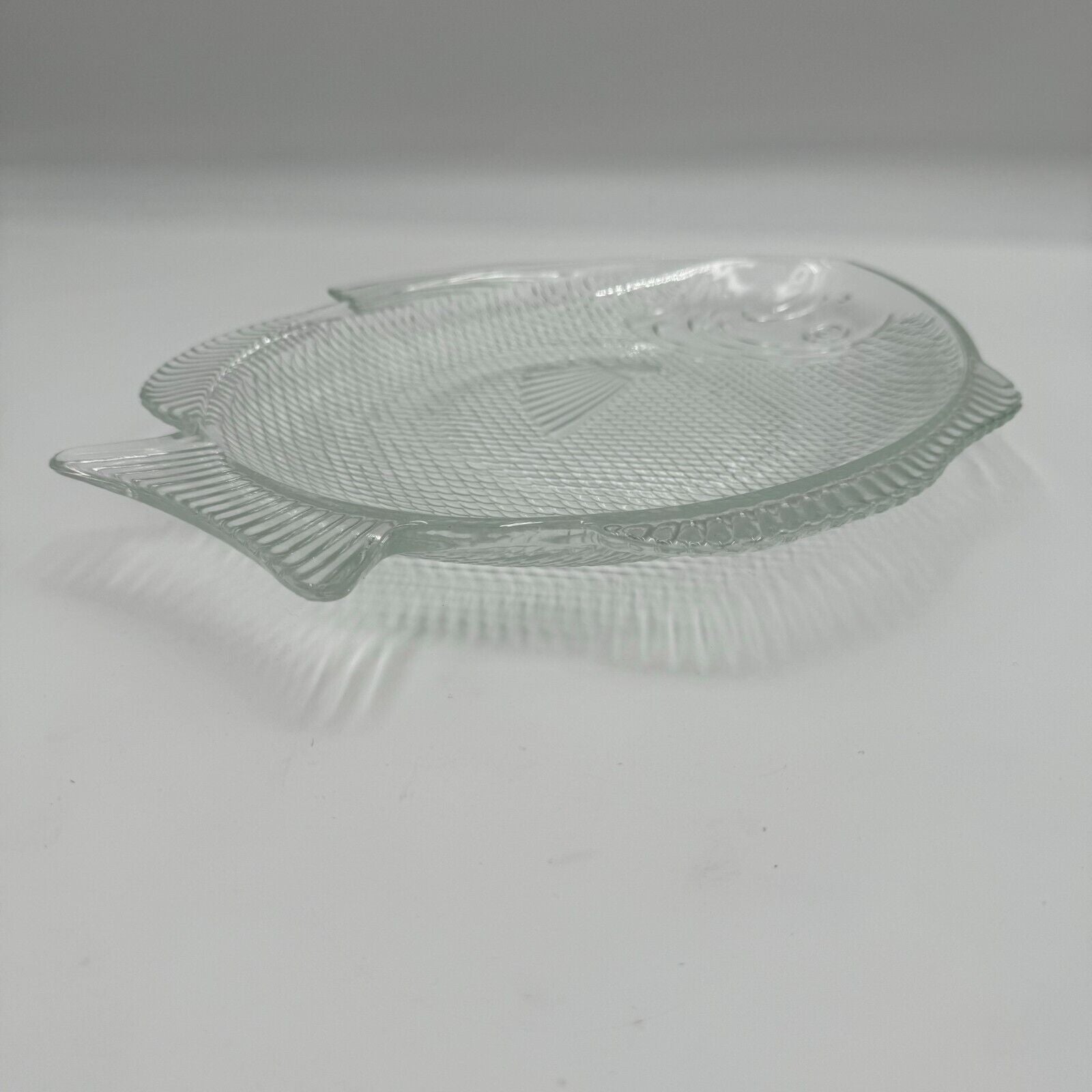 Vintage Clear Glass Ovenproof Fish Shaped Plate, 11" x 8"