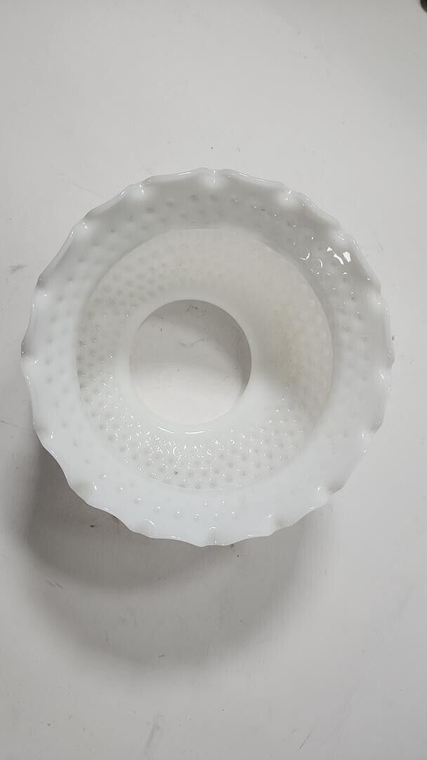 Vintage Hobnail White Glass Hurricane Lampshade With Classic Ruffled Edge