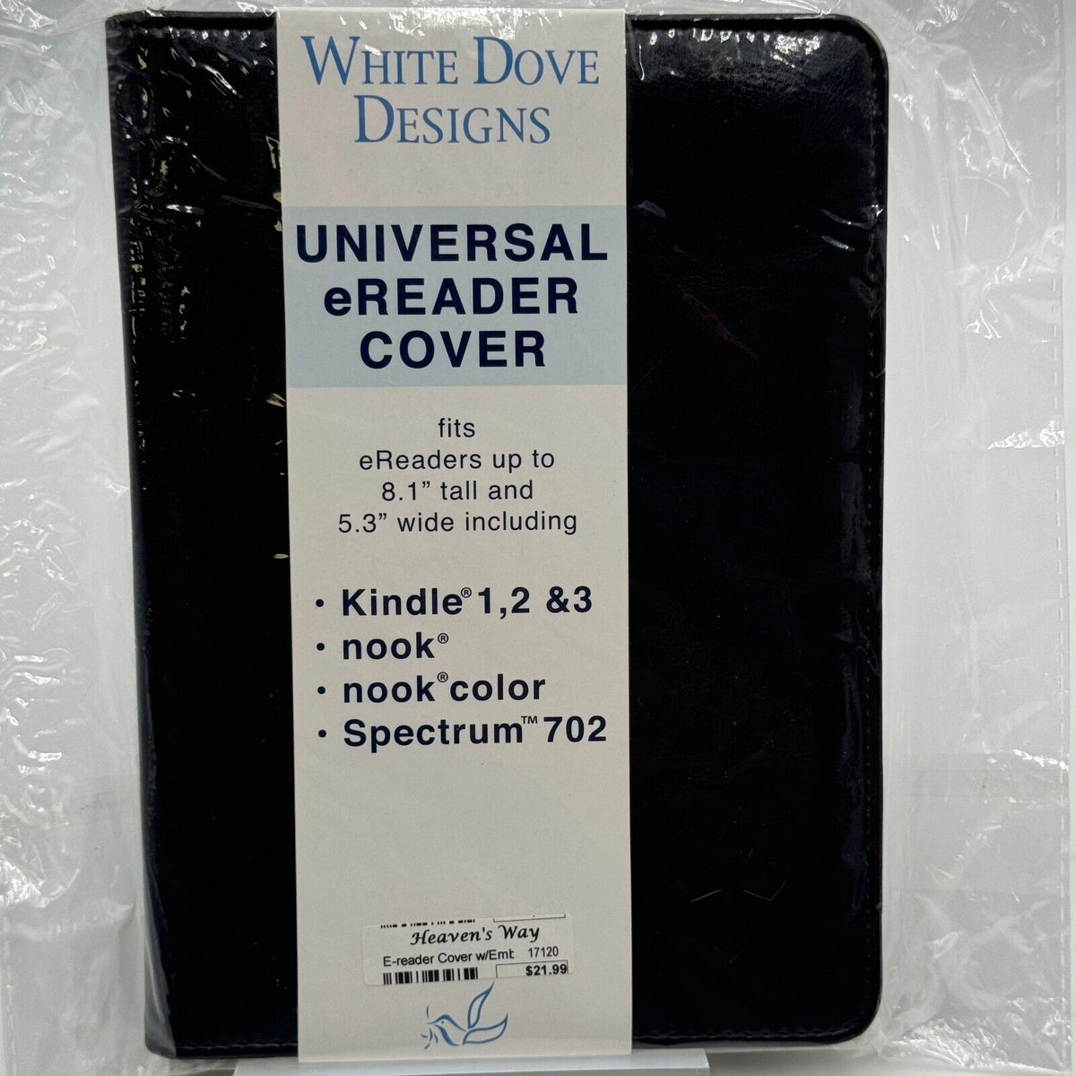 White Dove Designs Universal eReader Tablet Cover Leather Case 8.1 x 5.3"