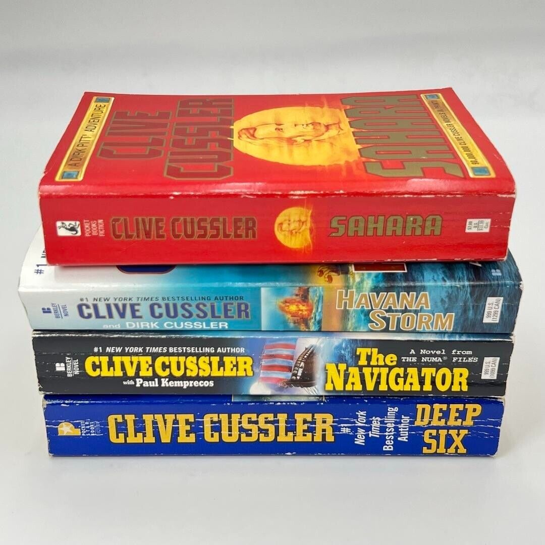 Clive Cussler Lot Set 4 Vintage Dirk Pitt Paperback Novels Books Bundle