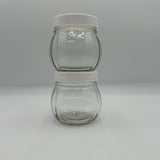 Set of 2 Spherical Clear Airtight Canning Jars With White Plastic Lid Stackable